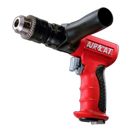 Florida Pneumatic AIRCAT Reversible Pistol Grip Air Drill, Keyed, 1/2in Chuck, 400 RPM 4450